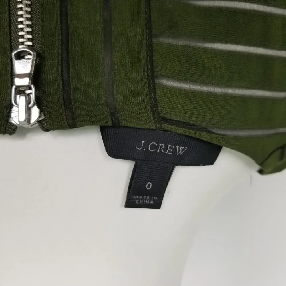 J. Crew Olive Green Shadow Stripe Top Size 0